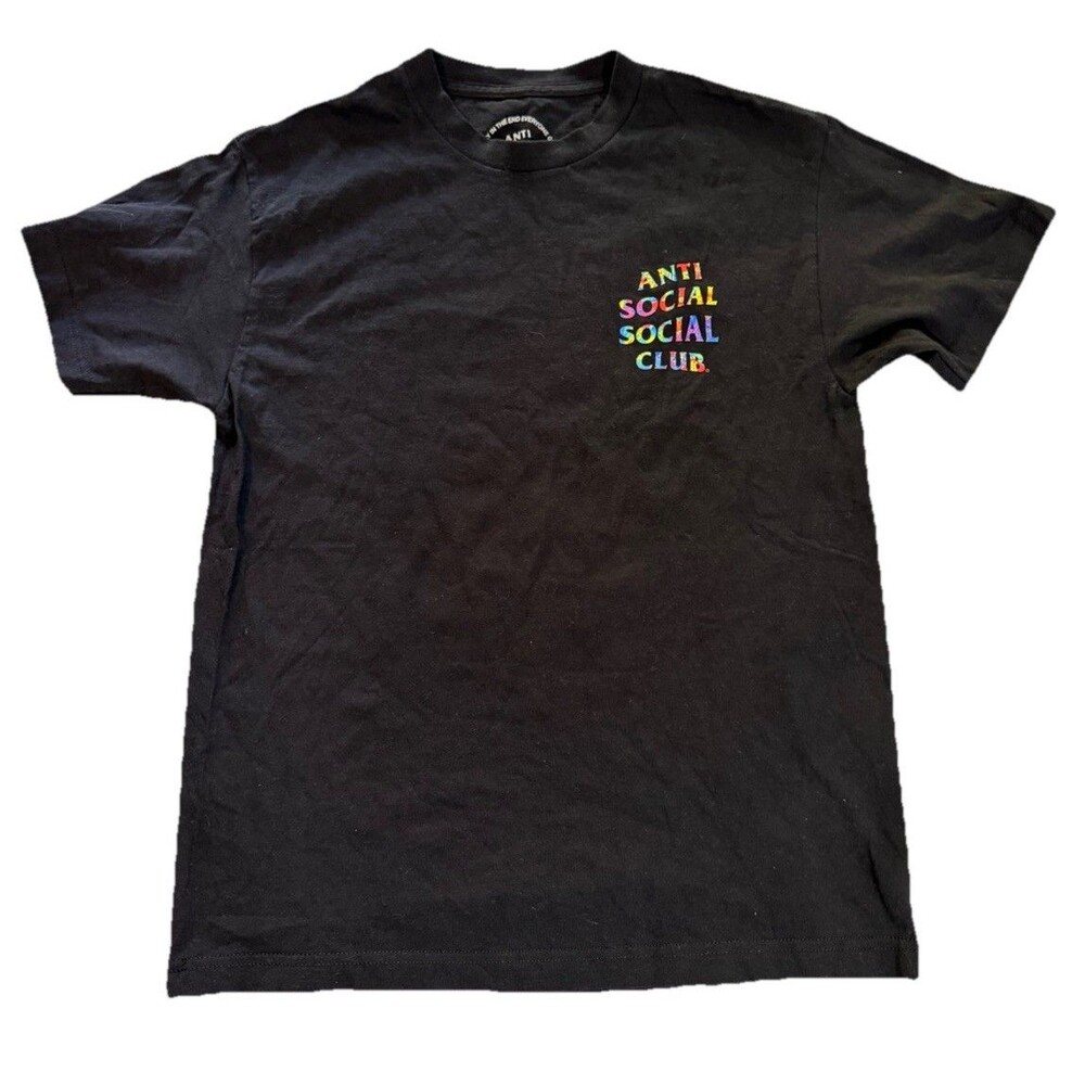 Anti Social Social Club ASSC Mens Medium Black Multicolor Tie Dye Logo T-Shirt